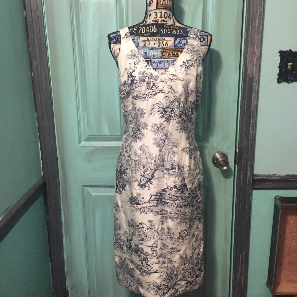 Beautifully made silk dress with “wedge wood”